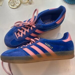 Adidas Gazelle Blue with Pink Stripes
